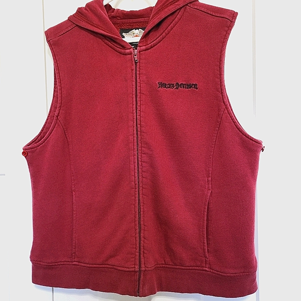 Women's Harley-Davidson Burgandy Detachable Vest With Hood